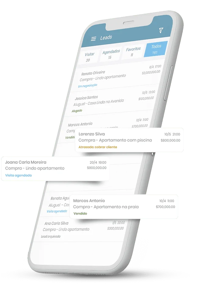 Aplicativo mobile do gestor de leads Leadfy Imob